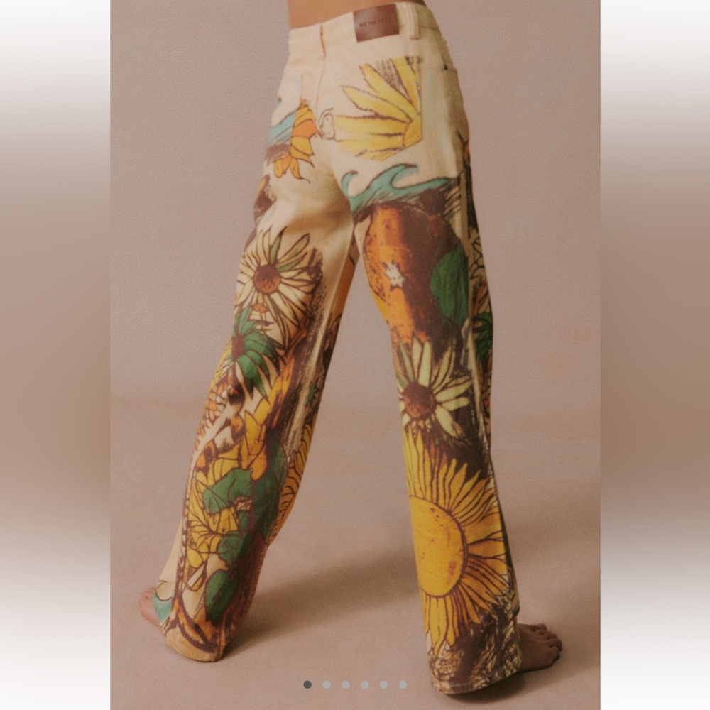 Free People Multicolor Graphic Straight Leg Jeans